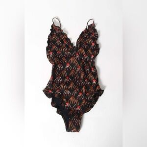 Ulla Johnson Giordana Maillot One Piece Swimsuit Black XL BNWT